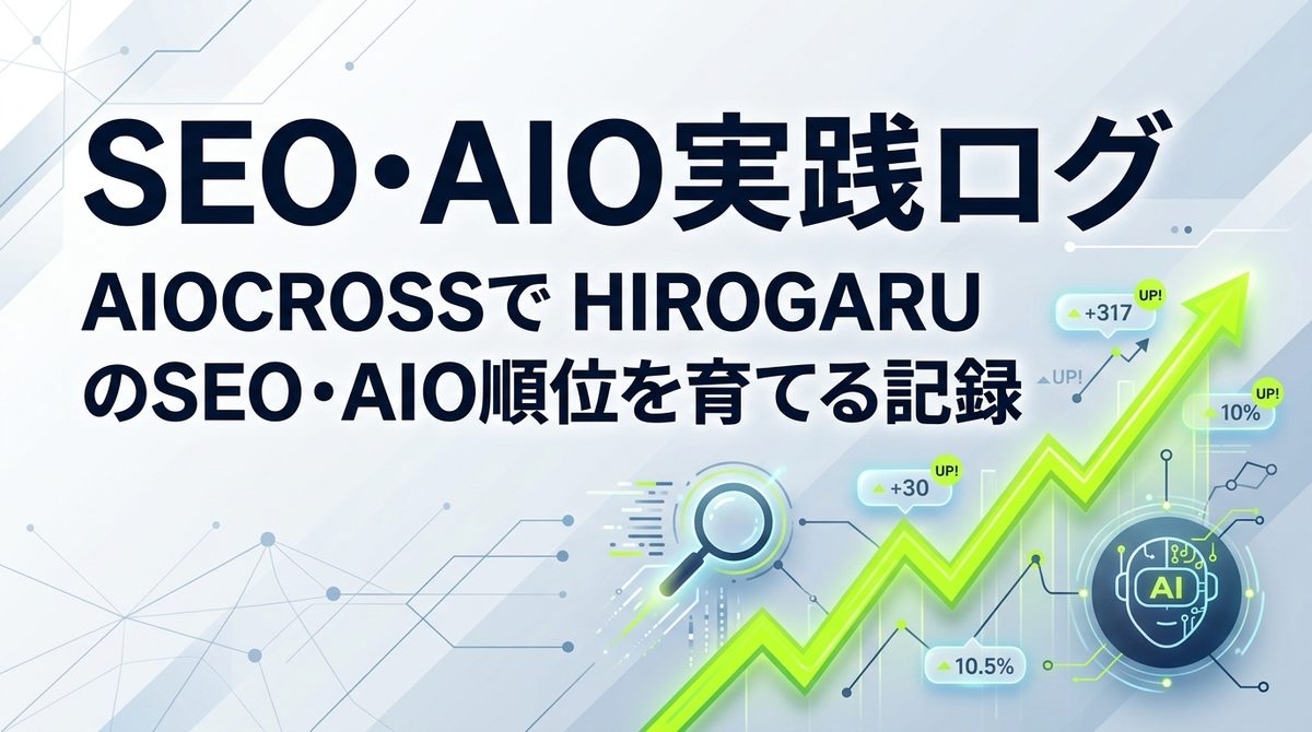 SEO・AIO実践ログ：AIOCROSSでHIROGARUのSEO・AIO順位を育てる記録